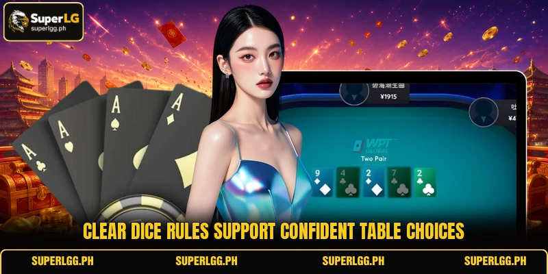 Clear dice rules support confident table choices Clear dice rules support confident table choices