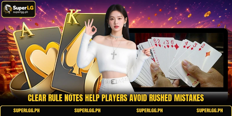Clear rule notes help players avoid rushed mistakes
