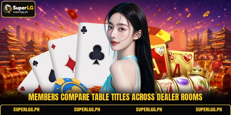 Members compare table titles across dealer rooms Members compare table titles across dealer rooms