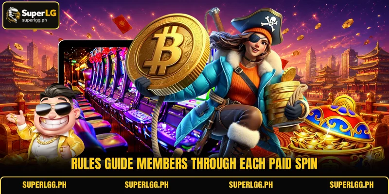 Rules guide members through each paid spin Rules guide members through each paid spin