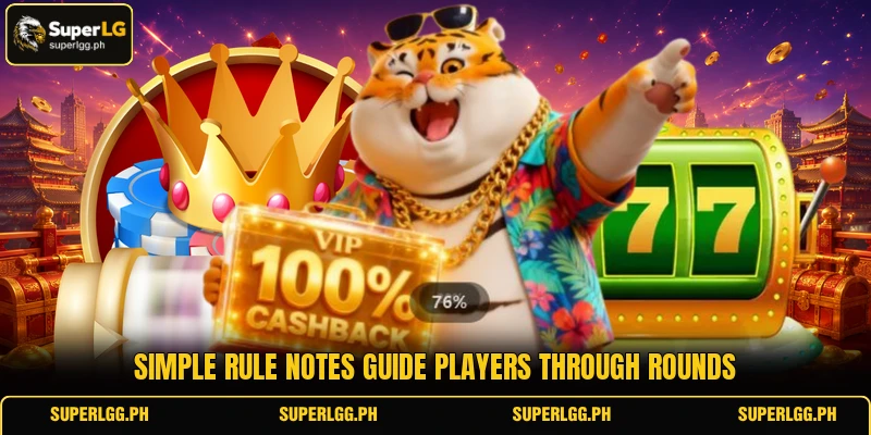 Simple rule notes guide players through rounds Simple rule notes guide players through rounds